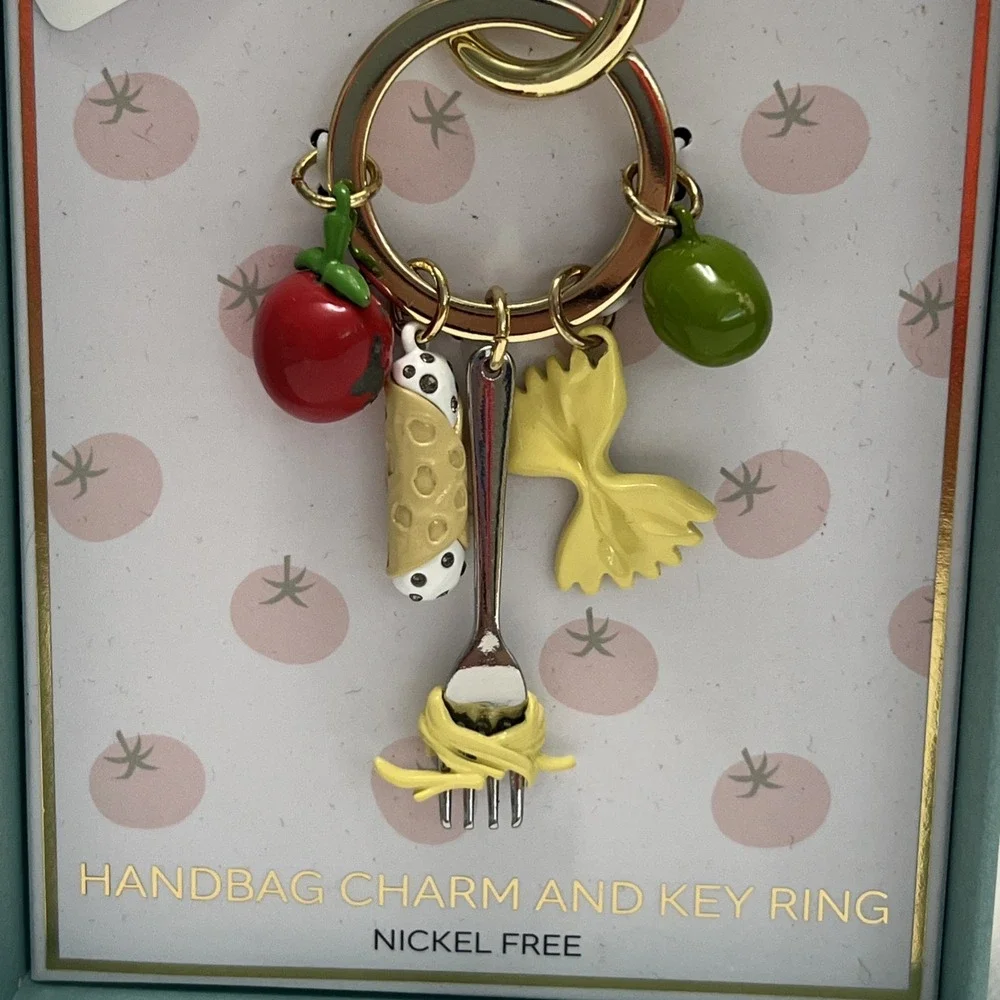True To Form Brand Bag Key Ring Bag Clip Fun Tomato Pasta Cannoli Olive Charms